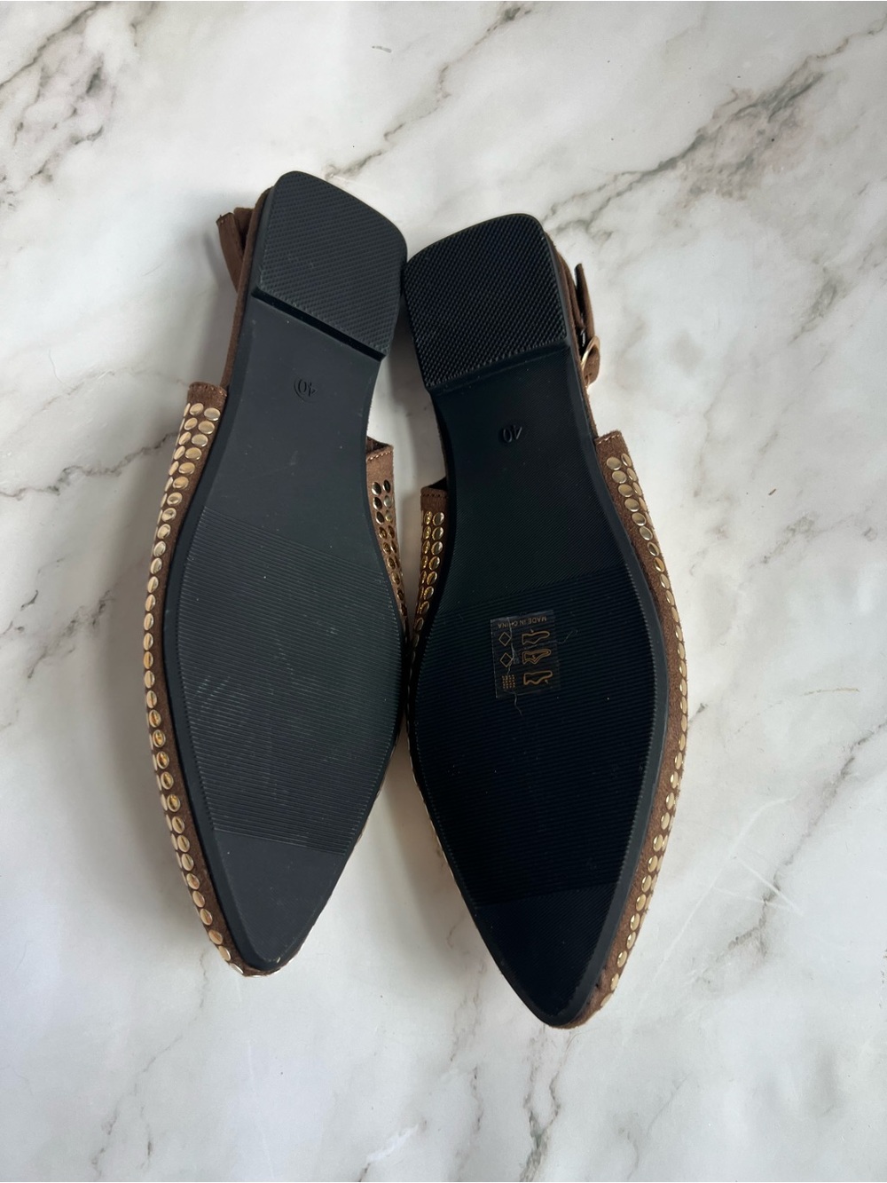 Women's Gold Studded Slingback Flats - Picture 3 of 3